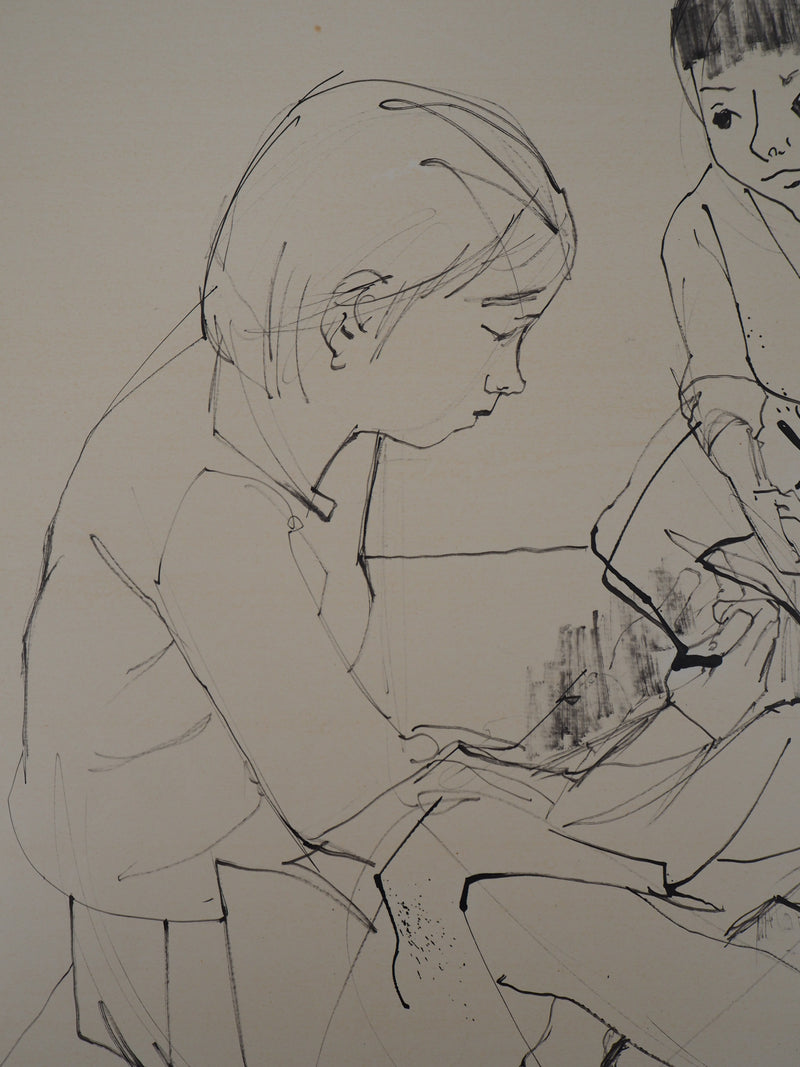 Jean JANSEM : Enfants jouant - Dessin (détail)