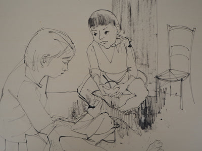 Jean JANSEM : Enfants jouant - Dessin (détail)