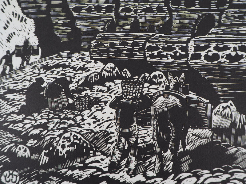 Yvonne JEAN-HAFFEN : Bretagne, Falaises - 1929 - Gravure sur bois (détail)