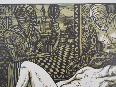 Louis JOU : Danaé, 1921 - Gravure sur bois (détail)