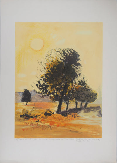Michel JOUENNE : Champs de Provence - Lithographie (détail)