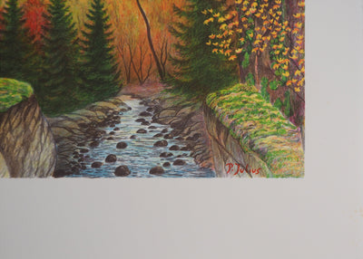 Per JULIUS : Château du Haut-Koenisbourg à l'automne - Lithographie (détail)