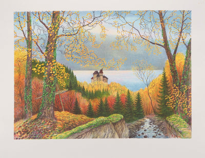 Per JULIUS : Château du Haut-Koenisbourg à l'automne - Lithographie (détail)