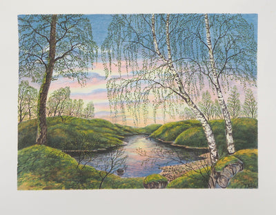 Per JULIUS : Estuaire à l'aube - Lithographie (détail)