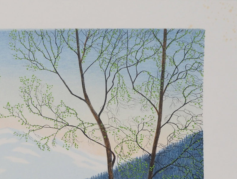 Per JULIUS : Petite maison à la vue des montagnes - Lithographie (détail)