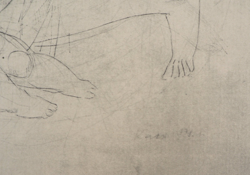 Johann KASS : En famille, 1959 - Lithographie (détail)