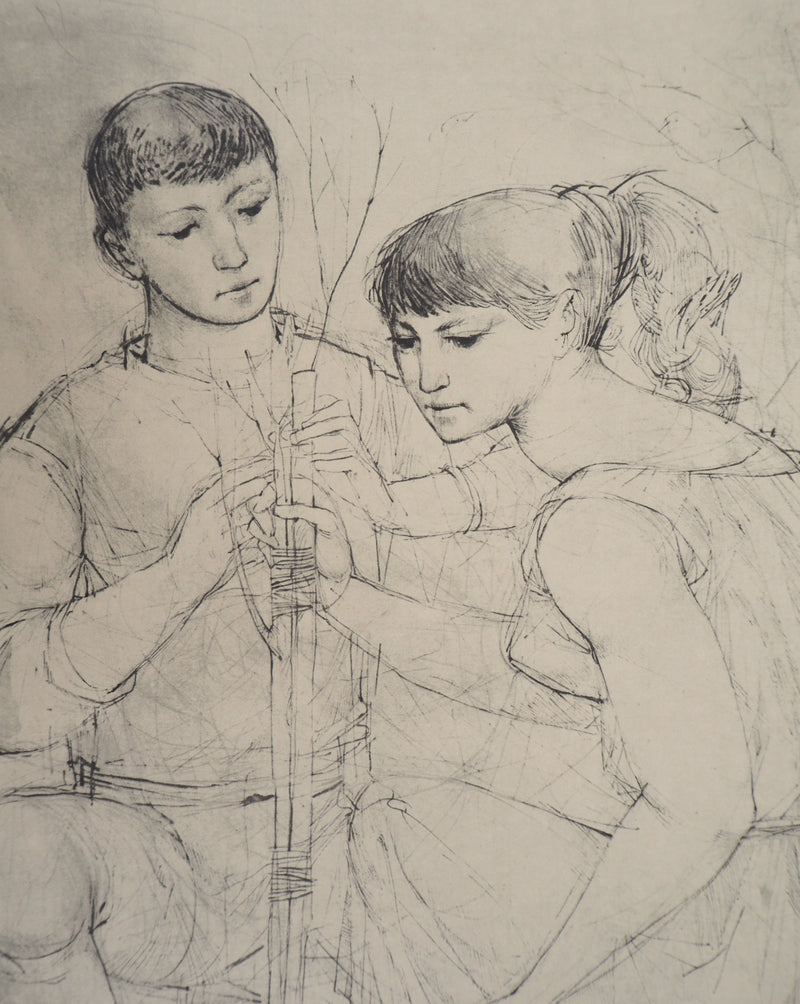 Johann KASS : En famille, 1959 - Lithographie (détail)