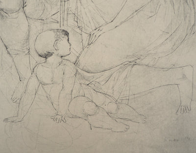 Johann KASS : En famille, 1959 - Lithographie (détail)