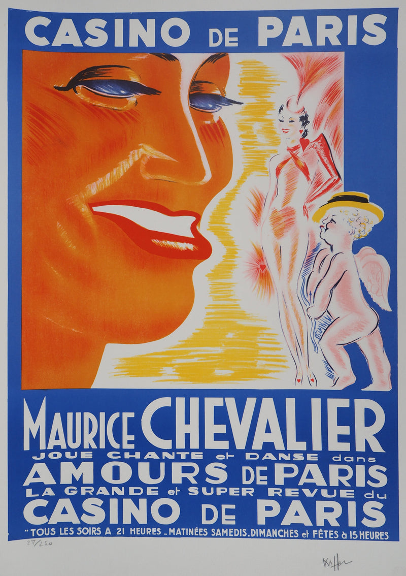 Charles KIFFER : Maurice Chevalier, Amour - Lithographie (détail)