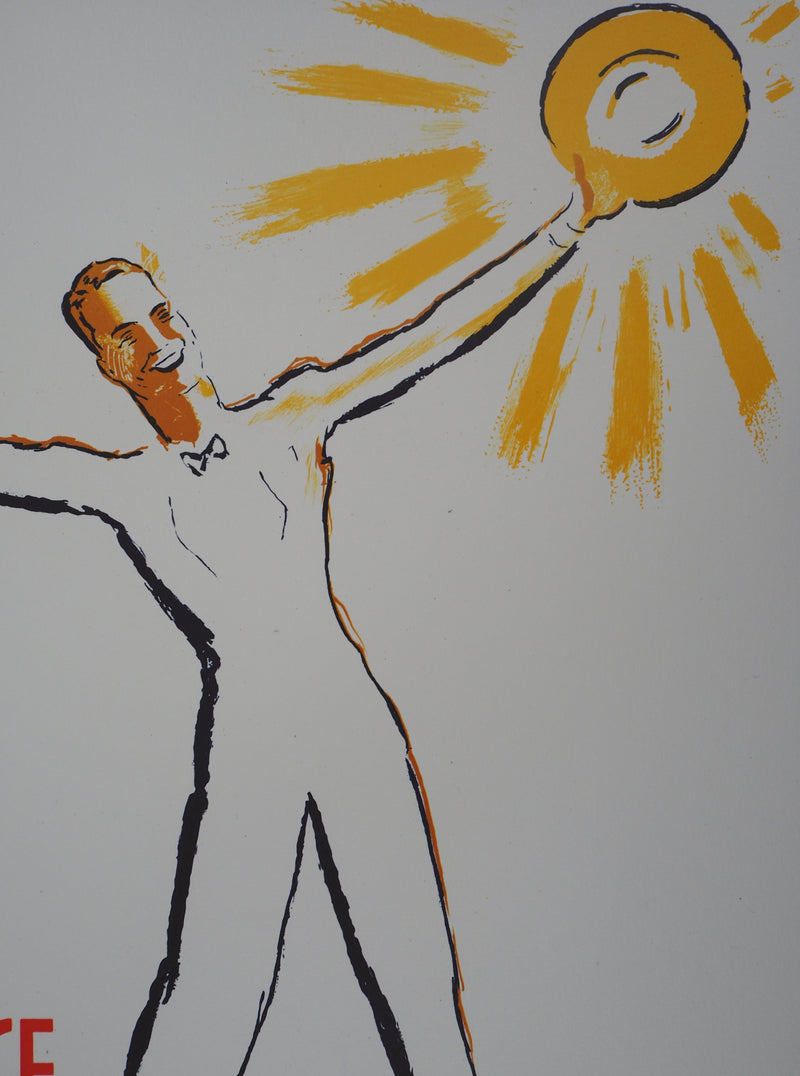 Charles KIFFER : Maurice Chevalier au Soleil - Lithographie (détail)