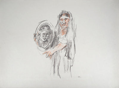 Oskar KOKOSCHKA : Femme tenant un bouclier, 1962 - Lithographie
