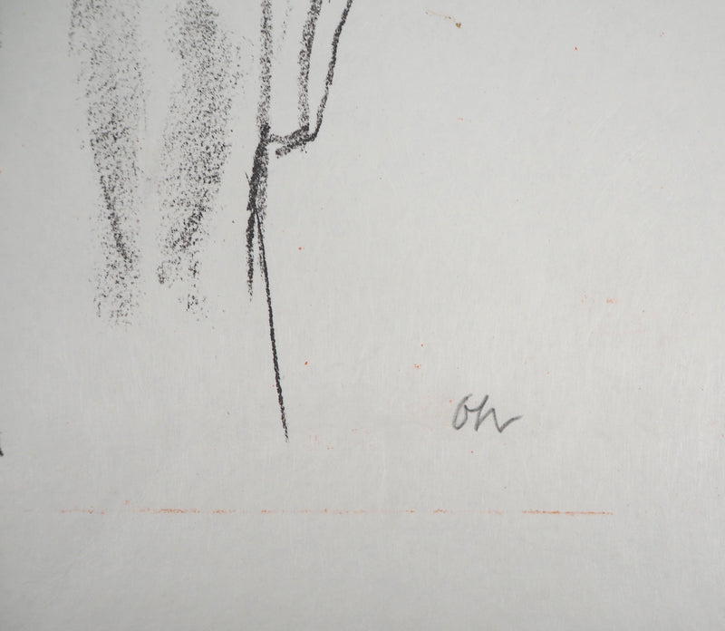 Oskar KOKOSCHKA : Femme tenant un bouclier, 1962 - Lithographie (détail)