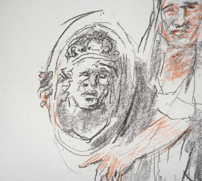 Oskar KOKOSCHKA : Femme tenant un bouclier, 1962 - Lithographie (détail)