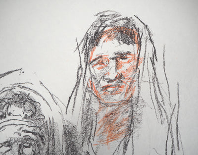 Oskar KOKOSCHKA : Femme tenant un bouclier, 1962 - Lithographie (détail)