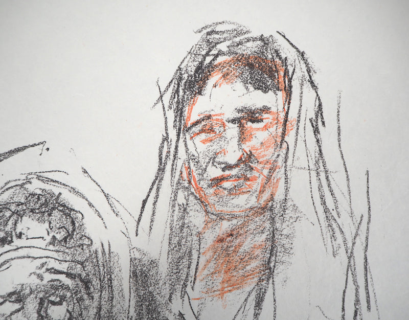 Oskar KOKOSCHKA : Femme tenant un bouclier, 1962 - Lithographie (détail)