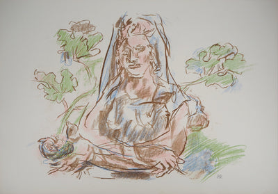 Oskar KOKOSCHKA : Femme tenant un nid, 1962 - Lithographie