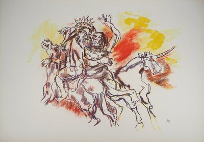 Oskar KOKOSCHKA : Le Roi, la jeune fille et la licorne, 1962 - Lithographie