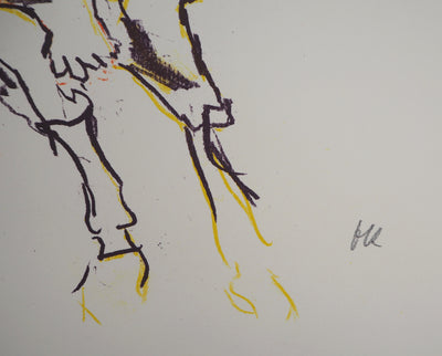 Oskar KOKOSCHKA : Le Roi, la jeune fille et la licorne, 1962 - Lithographie (détail)