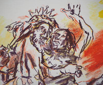 Oskar KOKOSCHKA : Le Roi, la jeune fille et la licorne, 1962 - Lithographie (détail)