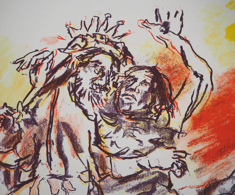 Oskar KOKOSCHKA : Le Roi, la jeune fille et la licorne, 1962 - Lithographie (détail)