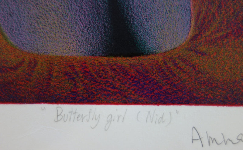 Amnat KONGWAREE : Butterly girl - Lithographie (détail)