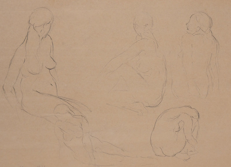 Eric KRAM : Etudes de nu, 1972 - Dessin (détail)