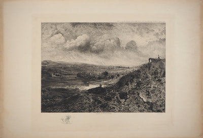 Charles-Louis KRATKE : Paysage de vallée sous ciel orageux - Gravure (détail)