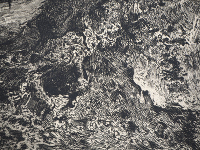 Charles-Louis KRATKE : Paysage de vallée sous ciel orageux - Gravure (détail)