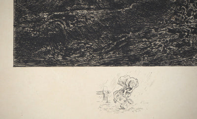 Charles-Louis KRATKE : Paysage de vallée sous ciel orageux - Gravure (détail)