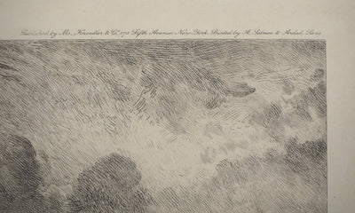 Charles-Louis KRATKE : Paysage de vallée sous ciel orageux - Gravure (détail)