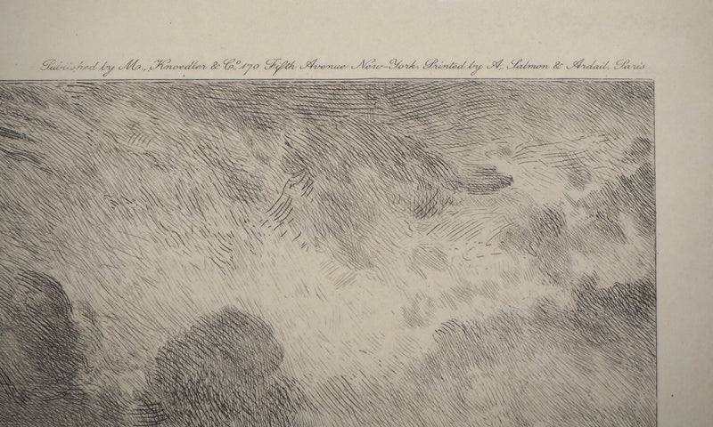 Charles-Louis KRATKE : Paysage de vallée sous ciel orageux - Gravure (détail)