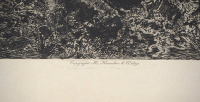 Charles-Louis KRATKE : Paysage de vallée sous ciel orageux - Gravure (détail)