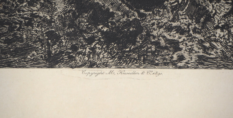 Charles-Louis KRATKE : Paysage de vallée sous ciel orageux - Gravure (détail)