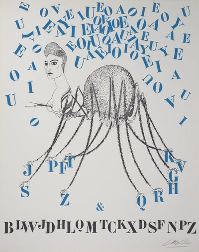 Félix LABISSE : La Tarentule des lettres, Lithographie originale (vue générale) - Crédit photo : Galerie Art.Paris