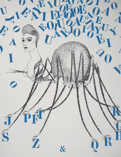 Félix LABISSE : La Tarentule des lettres, Lithographie originale (photo de détail 3) - Crédit photo : Galerie Art.Paris