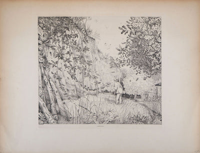 Jean-Emile LABOUREUR : L'Entomologiste - Gravure (détail)