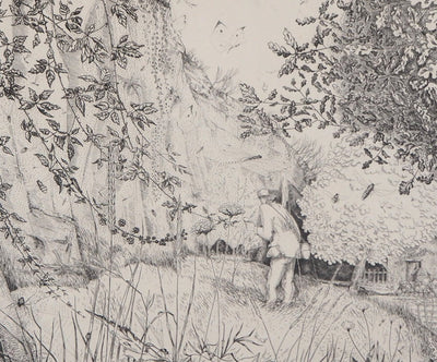 Jean-Emile LABOUREUR : L'Entomologiste - Gravure (détail)