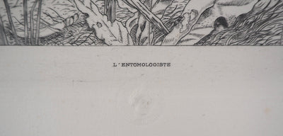 Jean-Emile LABOUREUR : L'Entomologiste - Gravure (détail)