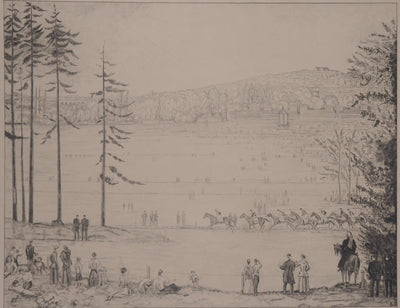 Jean-Emile LABOUREUR : A l'Hippodrome : Course de chevaux - Gravure