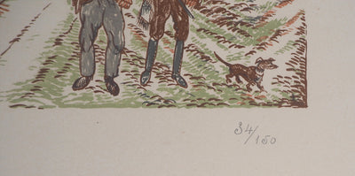Jean-Emile LABOUREUR : A la chasse - Lithographie (détail)