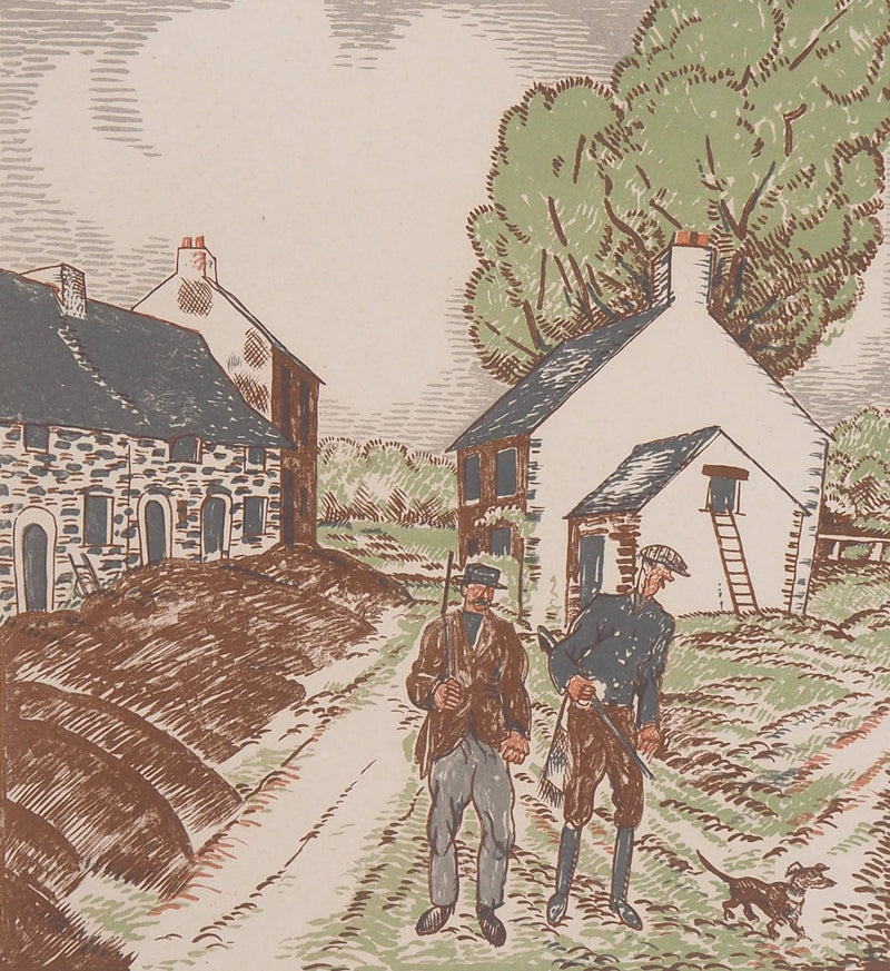 Jean-Emile LABOUREUR : A la chasse - Lithographie (détail)