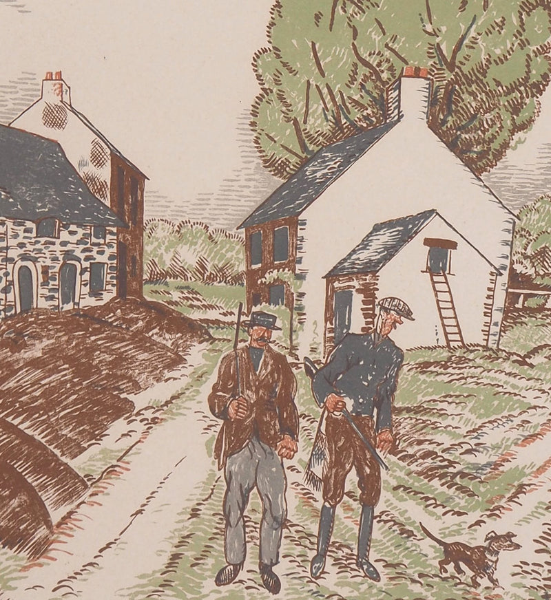 Jean-Emile LABOUREUR : A la chasse - Lithographie (détail)