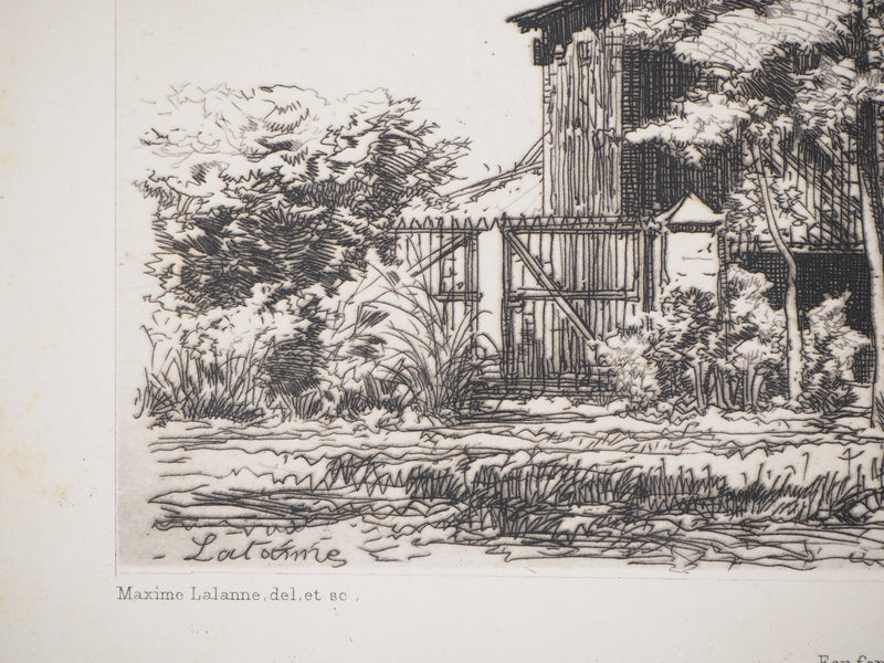 Maxime LALANNE : Acaçias - Gravure (détail)