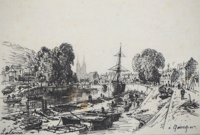 Maxime LALANNE : Bretagne, À Quimper - Gravure