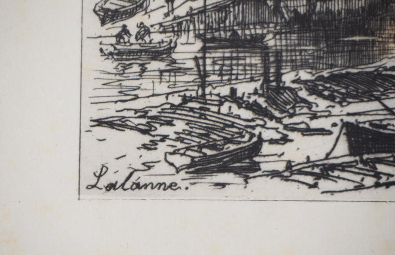 Maxime LALANNE : Bretagne, À Quimper - Gravure (détail)