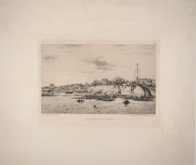Maxime LALANNE : Charente Maritime : Port de la Plataine à Royan - Gravure (détail)