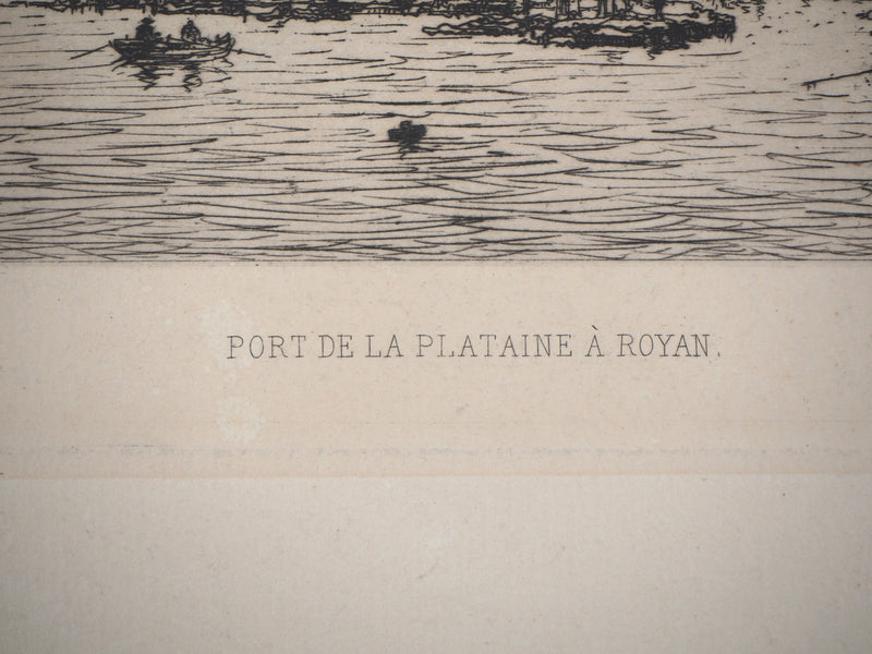 Maxime LALANNE : Charente Maritime : Port de la Plataine à Royan - Gravure (détail)
