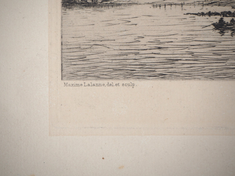 Maxime LALANNE : Charente Maritime : Port de la Plataine à Royan - Gravure (détail)