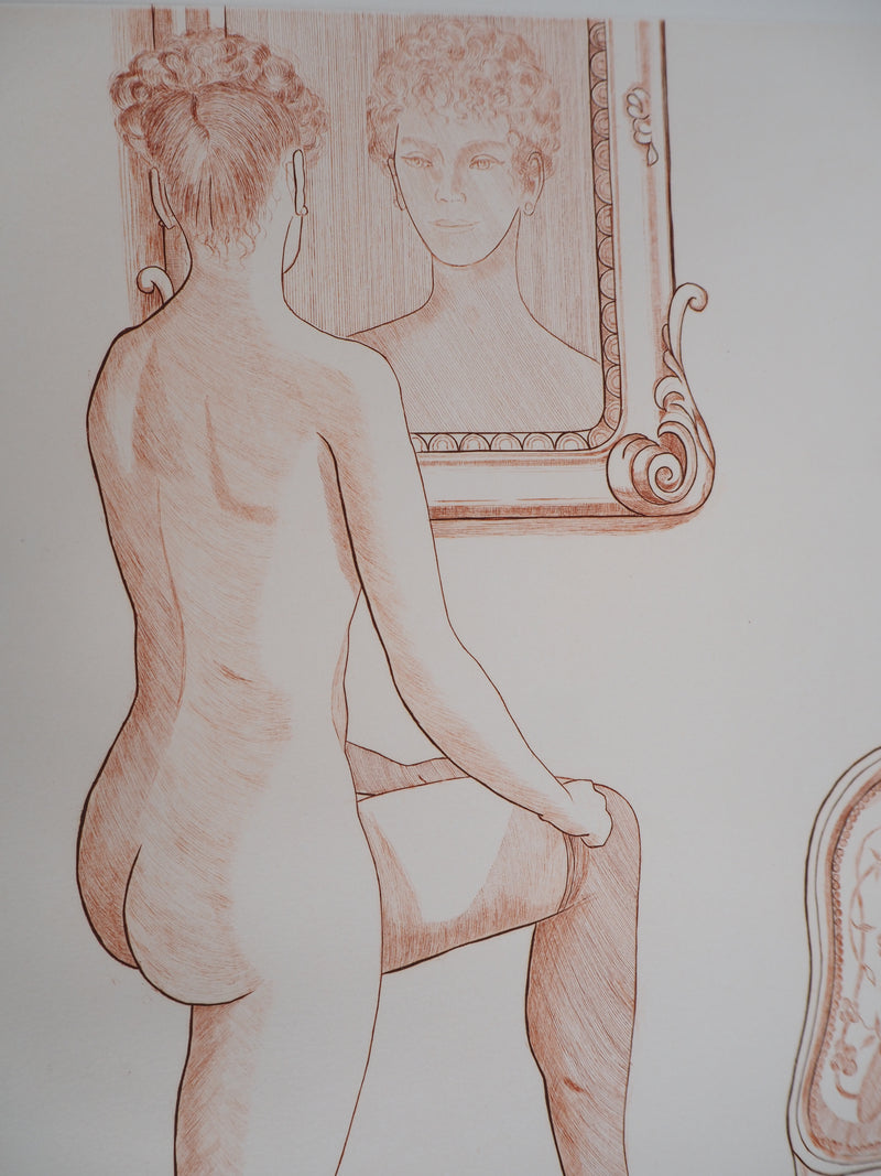 Jean Claude LALOUETTE : Femme aux bas, 1978 - Gravure (détail)