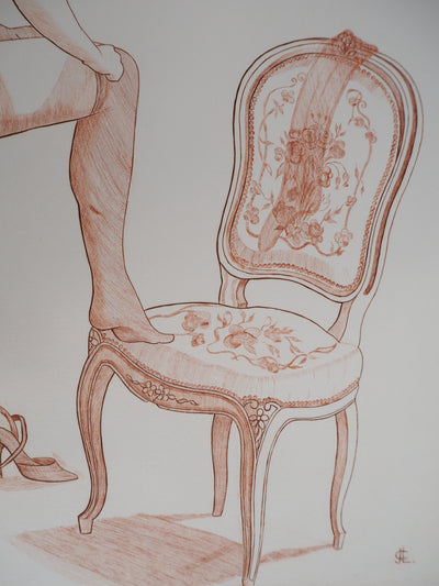 Jean Claude LALOUETTE : Femme aux bas, 1978 - Gravure (détail)